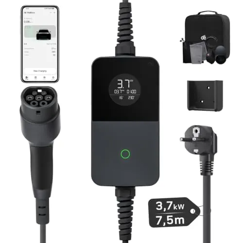 dé Cargador Vehiculo Electrico 3,7kW con App, 7,5m Cavo Tipo 2 6-16A