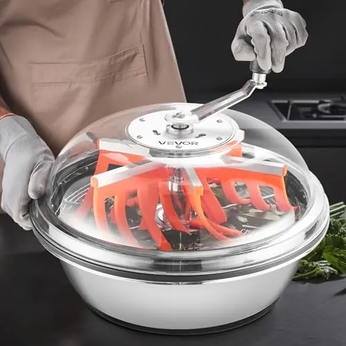 VEVOR Máquina Recortadora de Cuenco de Hojas mm Recortadora de Cuenco de Hoja de Brote con Tapa Transparente y Rejillas de Acero Inoxidable para Brotes de Flores (Manual 420 mm)