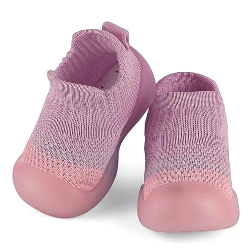 MASOCIO Zapatos Calcetines con Suela Goma Bebe Niña Carlotitas Primeros Pasos Bebé Zapatillas Casa Calcetin Calzado Respetuoso Talla 19 Antideslizante 9-12 Meses Morado