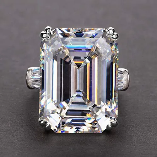 1 x anillo de compromiso largo y elegante con circonitas rectangulares para mujer, perfecto para citas y fiestas, joyería de moda y declaración, 9, Cobre, Sin piedra preciosa