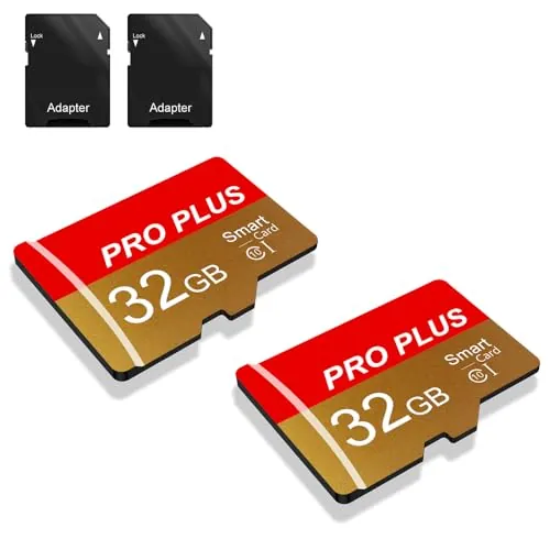 2 Pack Tarjeta De Memoria 32GB con Adaptador SD, Tarjeta De Memoria De Alta Velocidad, UHS-I C10 A1, Tarjeta TF para Tablet/Móvil/Fotocámara/Audio del Coche/Consola De Juegos (TF162 32GB)
