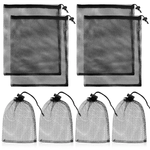 Bolsa de Malla SUBTAVIK Grande con Cordón - Red Nailon para Natación, Playa y Piscina, Negra