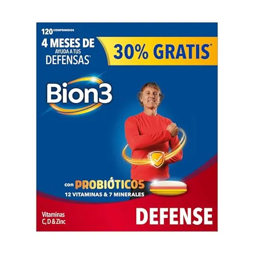 Bion3 Defense Comprimidos Multivitamínicos con Probióticos, Complemento Alimenticio para Ayudar al Sistema Inmunitario¹, Vitamina C, D, Zinc, Hierro