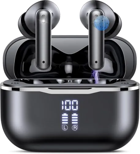 Auriculares Bluetooth con Reducción de Ruido adaptativa en Tiempo Real, 60H | 50dB ANC Bluetooth 6.0 Auriculares con Audio Espacial, Deep Negro