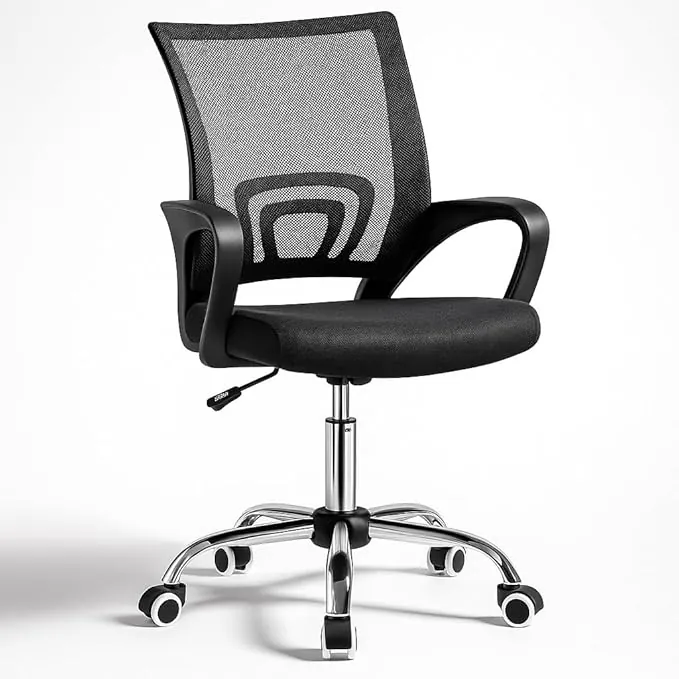 T-LOVENDO.ES Silla de Oficina Ergonómica con Ruedas y Respaldo Transpirable | Altura Regulable y Soporte Lumbar | Ideal para Escritorio, Estudio o Habitación Juvenil | Diseño Moderno y Confortable