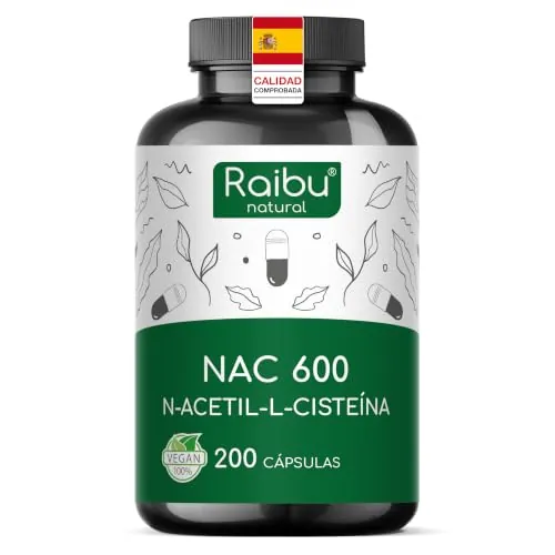 NAC N Acetilcisteína 600 mg - Cápsulas Alta Dosis (200 cápsulas de 600mg) - NAC N-acetil-cisteína de la Calidad Natural sin Aditivos - N-Acetil L-cisteína Envasado en Europa