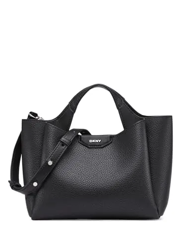 DKNY Willa - Mini bolso para mujer, 100% poliuretano, talla S, negro/plateado, Small