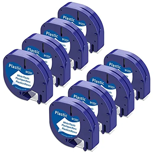 8x Aken Compatible con Dymo Letratag Cinta de Etiquetas Plastic 12mmx4m