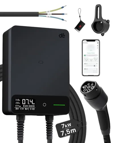 dé Wallbox 7,4 kW Monofásico con App, Cable Tipo 2 de 7,5 m