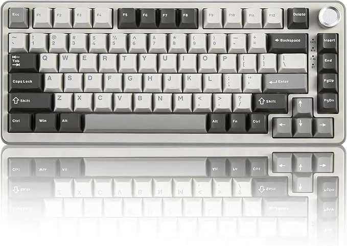 YUNZII B75 Pro Teclado Mecánico Inalámbrico,75% Teclado para Juegos Hot Swap Hot Swap Custom Teclado con Knob,Pre-lubed Switches RGB,BT/Tipo-C/2.4G Teclado (Gray, Milk Switch)