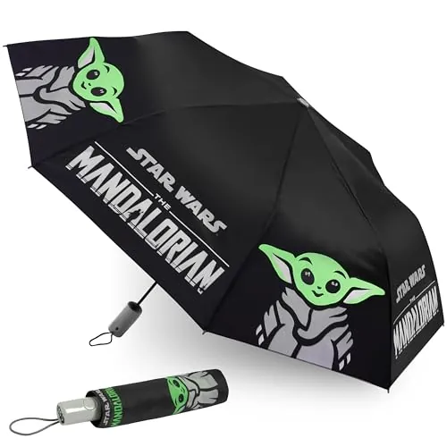Disney The Mandalorian Paraguas Plegable Automático Paraguas de Bolsillo Adulto Chico Adolescente Niños Star Wars Baby Yoda