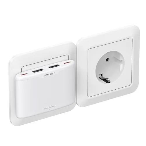 LENCENT Cargador Múltiple Plano Pared con 2 Puertos USB-A y 2 Puertos USB-C