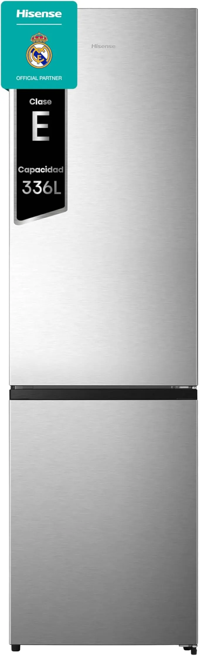 Hisense RB440N4BCE - Frigorífico Combi, Eficiente Clase E, Capacidad 336 L con 200 cm Alto, Super Freeze, Botellero, Puerta Reversible, Silencioso 39dB, Color Inox