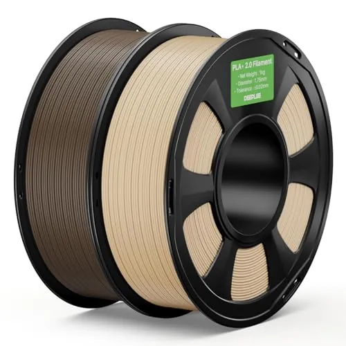 DEEPLEE PLA+ 2.0 Filamento 1.75 mm, Pack 2 x 1 kg, Beige y Marrón