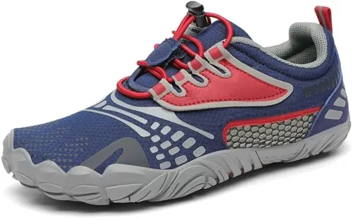 SAGUARO Barefoot Zapatillas de Trail Running Niños Niñas Minimalistas Zapatos de Deporte Antideslizantes Calzado Descalzos para Fitness Correr Montaña Senderismo Agua, Mora Azul, 28 EU