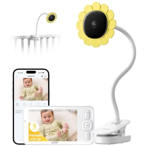 ieGeek Cámara Vigilancia Bebes con Soporte 5" 1080P, Baby Monitor con Detección Movimiento y Llanto, Audio Bidireccional, Visión Nocturna, Temperatura, Regalo Recién Nacidos​
