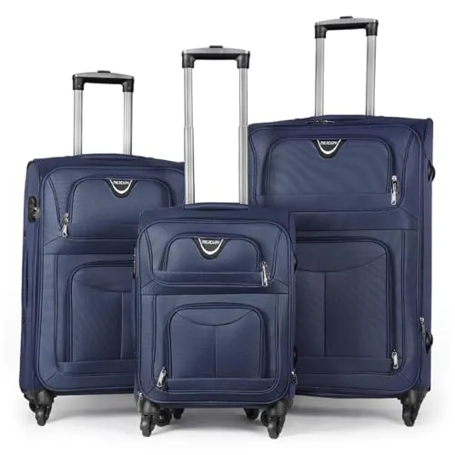 MERCURY TEXTIL - Juego de Maletas 3pcs de Tela (Azul Marino)