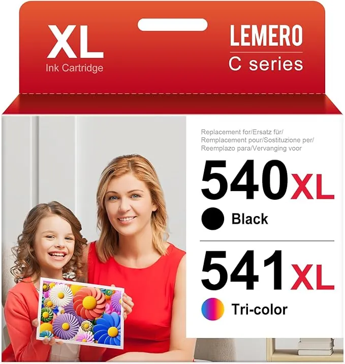 Lemero 540XL 541XL Cartuchos Compatible para Tinta Canon 540 541 XL PG-540 CL-541 para Canon Pixma MG3650S MG3650 MG3600 TS5150 TS5151 MG3150 MG3250 MX475 Impresora (Negro y Color)