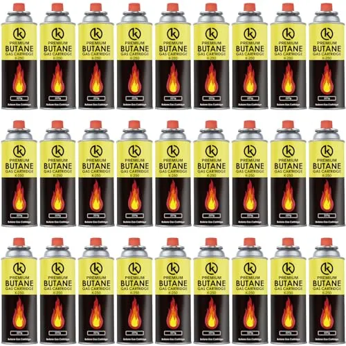KROWN - Pack de Cartuchos K-250 de Gas Butano 227g para Hornillos Quemadores, Cartucho de Gas para Camping K-250, Bombonas para Sopletes (28 Unidades)