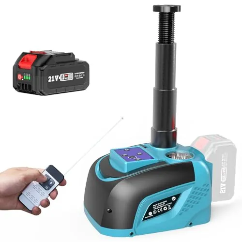 Seesii Gato Hidráulico Eléctrico 5T con Batería 21V 4.0Ah, Kit Cambiar Neumáticos Coche Inalámbrico, Gato Elevador para SUV Camioneta MPV, Altura 15-45cm con Cargador y Luz LED