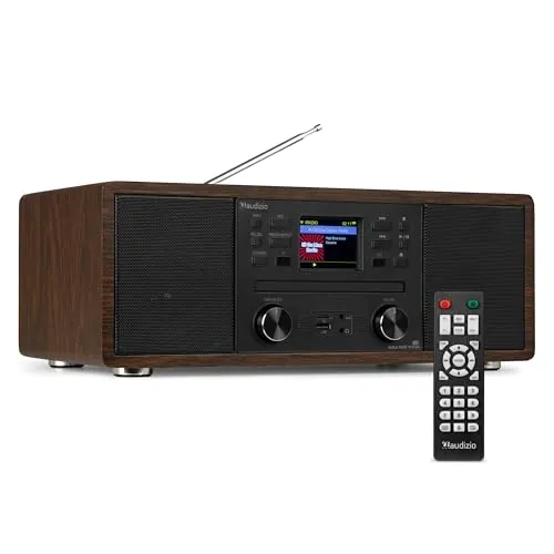 Audizio Avola - Radio Dab+ Bluetooth y CD Acabado Madera USB microSD