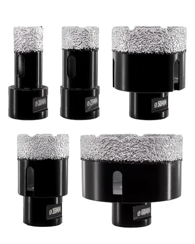 KURSTOL Brocas Diamante Porcelanico Kit - 20/25/35/50/68mm Sierra de Perforación con Roscas M14 - para Azulejo de Porcelana Cerámica Mármol Granito