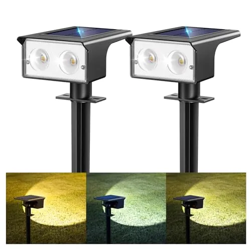btfarm 3 Piezas Luces Solares LED Exterior Jardin, 3 Temperaturas de Color