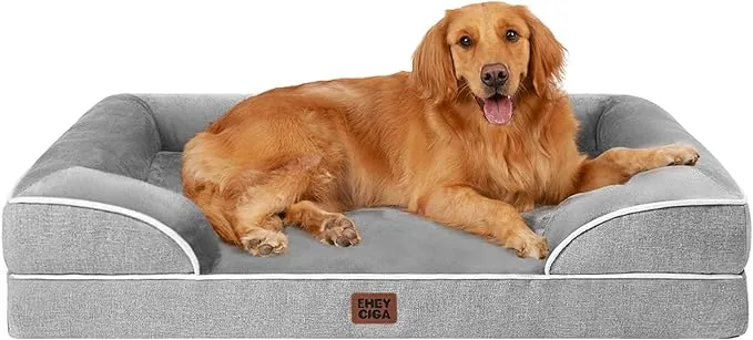 EHEYCIGA Cama Perro Extra Grande 112x81x16cm, Colchon Perro Impermeable Lavable con Espuma Viscoelástica, Sofá Perro Ortopedica Desmontable, Gris