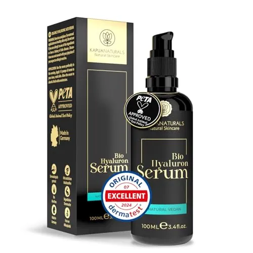 Sérum Ácido Hialurónico altamente dosificado • 100ml +Vit E & B5 • Sérum Facial 7 veces ✓ 100% Vegano y Bio ✓ Concentrado Anti-Envejecimiento ✓ Sérum Antiarrugas ✓ Made in Germany