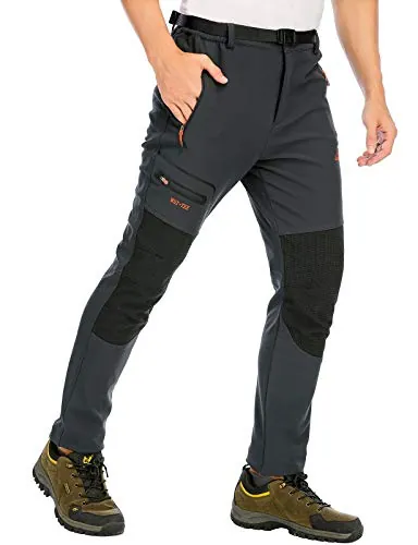 DAFENP Pantalones Trekking Hombre Impermeables Pantalones de Trabajo Termicos Montaña Senderismo Esqui Snowboard Invierno Polar Forrado Aire Libre KZ1635M-DarkGrey-XL
