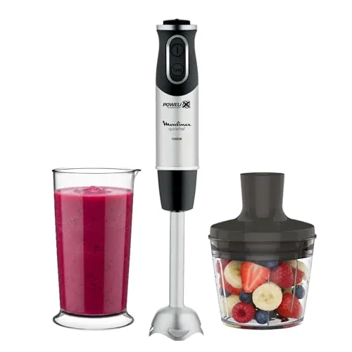 Moulinex QuickChef, Batidora Mano 1000W 10 Velocidades Turbo Picadora
