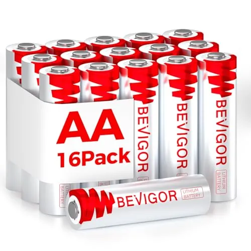 BEVIGOR 16 Baterías AA De Litio, 3000mAh 1.5V Alta Capacidad, Baterías AA No Recargables, para Diversos Electrodomésticos Y Equipos De Seguridad