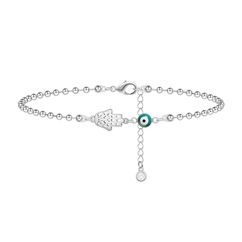 Kenivira Tobilleras Plata Para Las Mujeres Evil Eye Tobilleras Cadena De Pie Ajustable Tobilleras Joyería Tobillera Regalos Para Las Mujeres 21cm