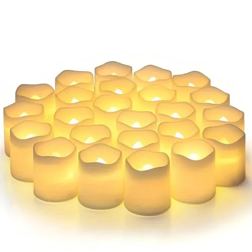 ChaneeHann 24 Velas Votivas Sin Llama,Funciona con Pilas/Velas Eléctricas Parpadeantes a Granel Velas Artificiales,para Bodas,Fiestas,Vacaciones,Decoración del Hogar al Aire Libre