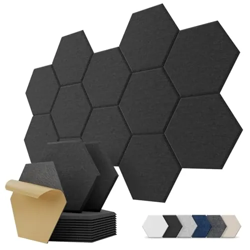 Kuchoow Paneles Acusticos Hexagonales Decorativos Autoadhesivos Pared