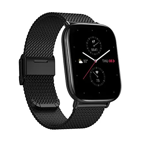 Zepp E SmartWatch Reloj Inteligente Cuadrado rastreador de Salud y Estado físico con frecuencia cardíaca, monitorización del sueño SpO2 y REM, Cuerpo de Acero Inoxidable Android e iOS MetallicBlack