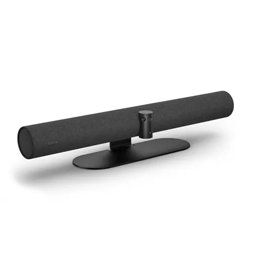 Jabra PanaCast 50 Barra de vídeo panorámico 4K, Cámara de videoconferencia para salas pequeñas y medianas, Campo de visión de 180° y 8 micrófonos, Conector UE, Negro