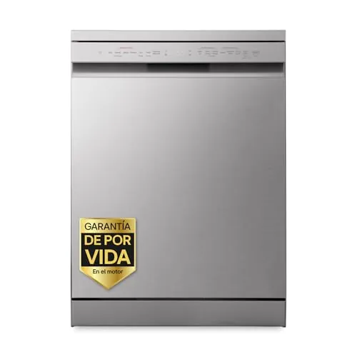 LG DF243FVS - Lavavajillas con Función Quadwash, TrueSteam, Lavado a Vapor, Sistema EasyRack, Bandeja para Cubiertos, Sistema Autodiagnóstico, Display LED Táctil, 14 L, Eficiencia D, Inox Antihuellas