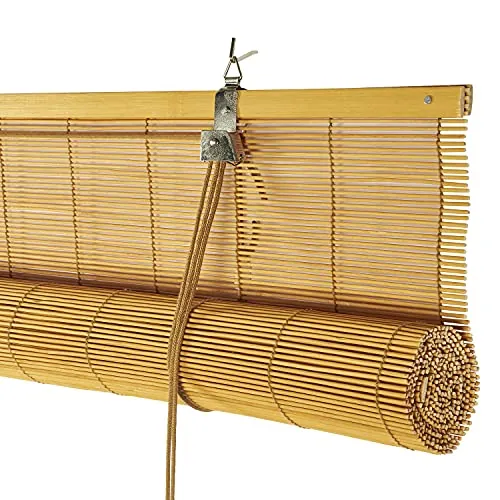 Estores enrollables de Bambú Natural Premium de cañas translúcidas Diseño Rústico para Ventanas y Puertas instalación a Pared o Techo Fácil de Limpiar con un paño húmedo Natural 150x175 cm STORESDECO