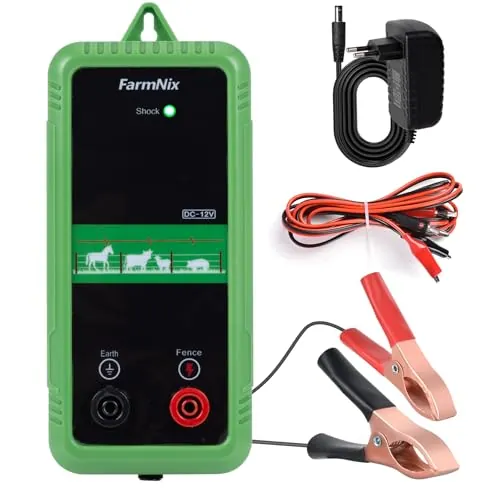 FarmNix Energizador de Cerca Eléctrica 8KM, 1J, 12V, Salida 10KV