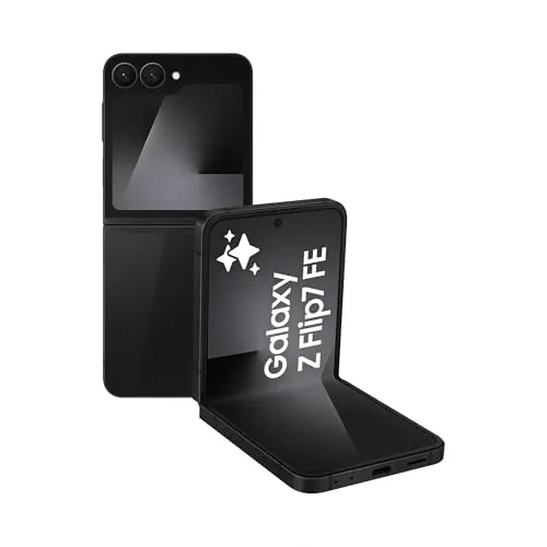 Samsung Galaxy Z Flip7 FE 128GB - Teléfono con IA, Diseño Plegable, Pantalla Frontal Amplia, Cámara 50MP, Memoria 8GB, Batería 4000 mAh, Garantía 3 Años + 1 año Extra, Negro (Versión Española)
