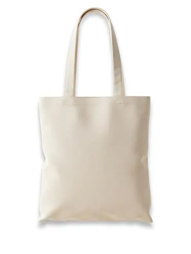 Wonky Line Bolsa de Tela 100% Algodón 38x42cm con Asas Largas 70cm | Tote Bag Reutilizable y Lavable para Compras, Universidad, Trabajo y Uso Diario | 13 Colores - Natural