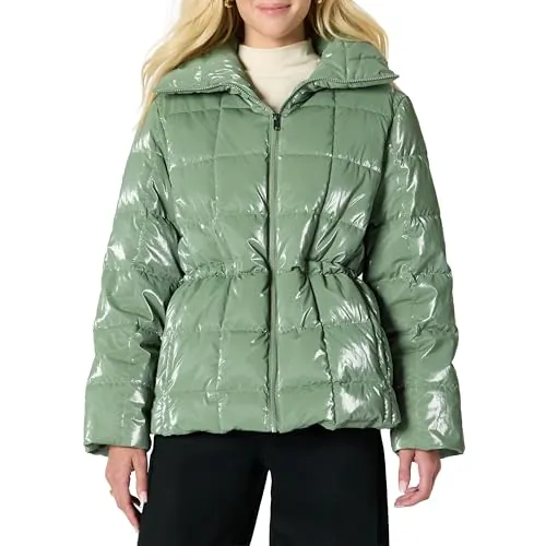 Amazon Essentials Chaqueta Acolchada Cuadrada de Corte Extragrande con Cintura Ajustable Mujer, Verde Salvia, XXL