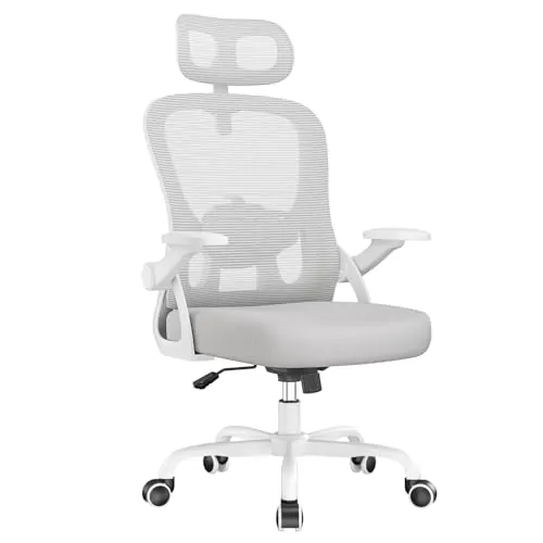 rattantree Silla Escritorio Ergonómica con Ajustable Respaldo| Gris| | Silla de Oficina con Respaldo Malla Transpirable | Altura Regulable | Reposacabezas| Adecuado Oficina y Hogar| 110kg