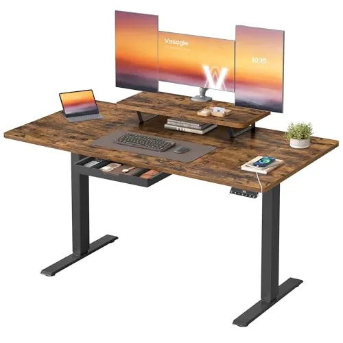 VASAGLE Escritorio Eléctrico Ajustable en Altura, 140 x 70 cm, Cajón