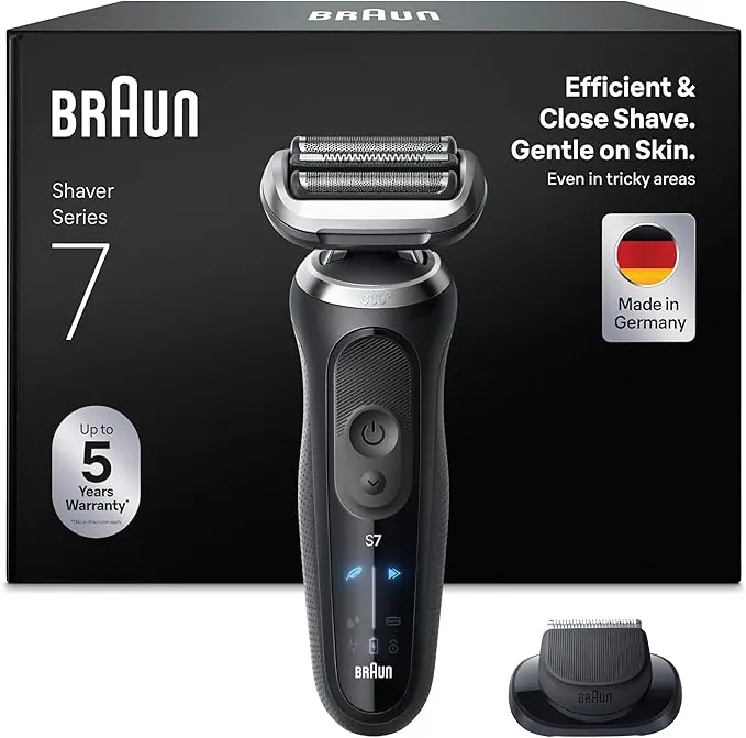 Braun Afeitadora Eléctrica Hombre Series 7, Máquina De Afeitar Barba En Seco Y En Mojado, 3 Modos De Afeitado, 60 Min De Uso, Recortadora De Precisión, Estuche De Viaje, 72-N1200SI, Negro