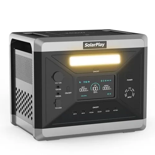 SolarPlay Generador Eléctrico Portátil De 2400 W, Batería De Emergencia LiFePO4 De 2160 Wh, Carga Rápida En 1,5 H Enchufe Ue De 220-230 V, 12 Puertos, Generador Solar Para Acampada/Hogar/Oficina