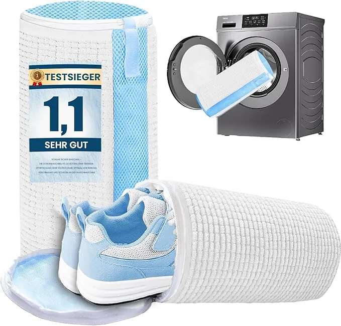 2 Piezas Bolsas Para Lavar Zapatillas en Lavadora, Reutilizable, Limpieza Completa de 360 ​​Grados, Cremallera de Bloqueo Automático Invisible, Apto Para Todas Las Lavadoras y Zapatos