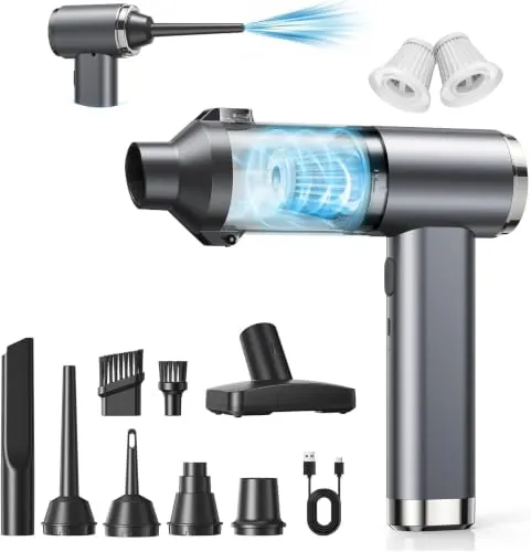 GARAID 4en1 Aspiradora de Mano, 25000Pa, Motor sin Escobillas, 2 Niveles | Carga por USB, Portátil, Filtro Lavable, Mango Ergonómico, Aspirador Coche para Pelo de Mascotas, Coche, Hogar y Oficina