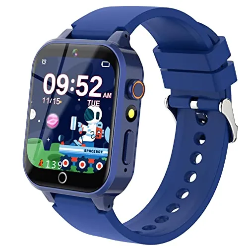 Reloj Inteligente Niño Niña 4-15 Años, 39 Juegos, Modo Deportivo, Cámara, MP3, Linterna, 100+Tarjetas Aprendizaje, Audiolibros, Despertador, Modo Escuela, Podómetro, Regalo Educativo para Niño y Niñas